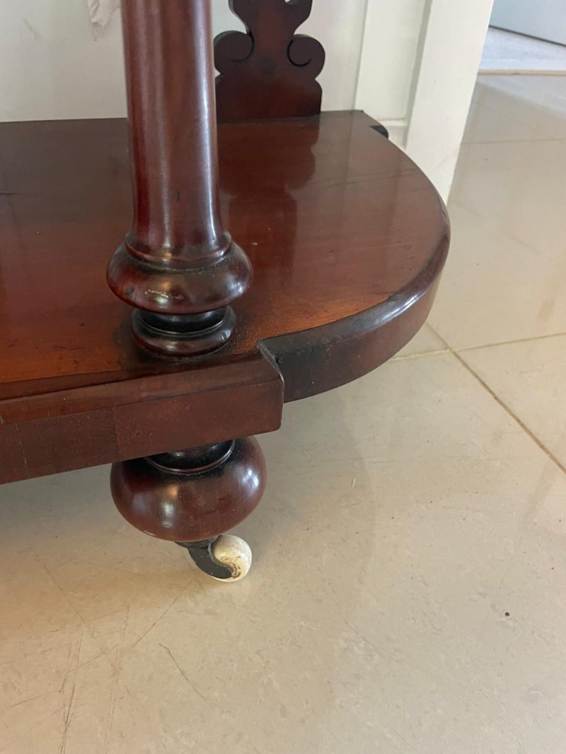 Small Antique Victorian Quality Mahogany Hall Dumb Waiter/Shelves - Image 11